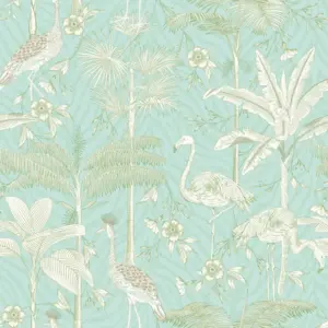 Livingwalls Vinyltapete - 392061 - Türkis Weiß Tiertapete