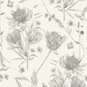 Livingwalls Vinyltapete - 394272 - Weiß Schwarz Floral