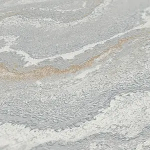 Livingwalls Vinyltapete - 396595 - Grau Silber Marmoroptik