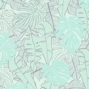 Livingwalls Vliestapete - 389054 - Türkis Grün Palmentapete