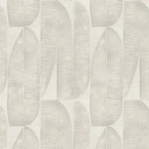 Livingwalls Vliestapete - 396581 - Grau Beige Bananenblatt