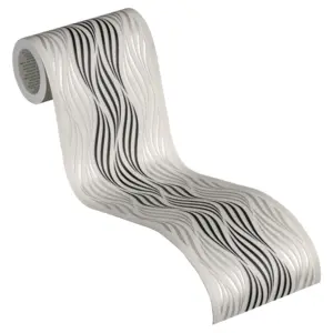 A.S. Création Bordüre - 384126 - Schwarz Metallic Bordüre Wellen