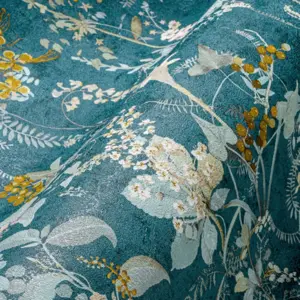 A.S. Création Vinyltapete - 388253 - Petrol Blau Florale Tapete