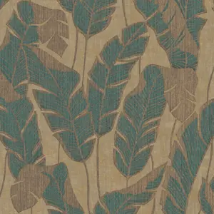 A.S. Création Vliestapete - 395022 - Beige Grün Blätter