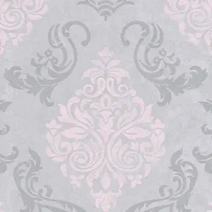 A.S. Création Vliestapete - 953726 - Rosa Grau Barock Tapete