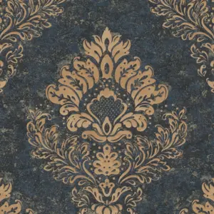 Livingwalls Vinyltapete - 379012 - Blau Gold Barock Tapete