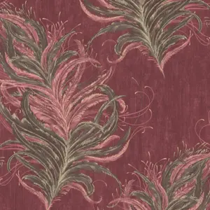 Livingwalls Vinyltapete - 380093 - Rot Braun Tapete mit Federn