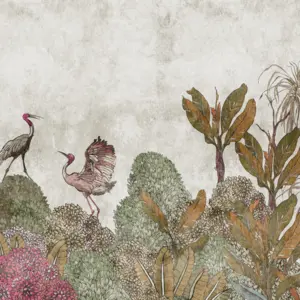 Livingwalls Vinyltapete - 382341 - Grün Braun Vogeltapete