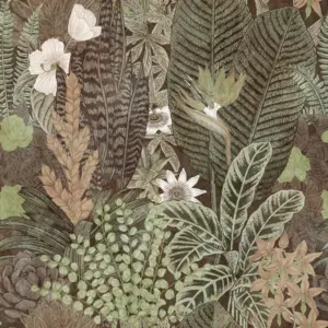 Livingwalls Vinyltapete - 382431 - Grün Beige Dschungeltapete