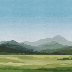 Livingwalls Vinyltapete - 382981 - Grün Blau Berge