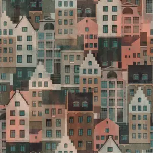 Livingwalls Vinyltapete - 391822 - Bunt Blau Gebäude