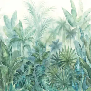 Livingwalls Vinyltapete - 392301 - Grün Blau Dschungeltapete