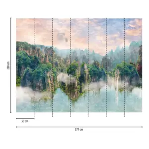 Livingwalls Vinyltapete - 399081 - Bunt Grün Landschaft
