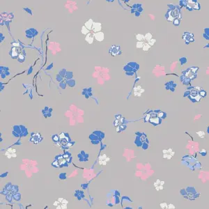 Livingwalls Vliestapete - 389074 - Grau Blau Florale Tapete