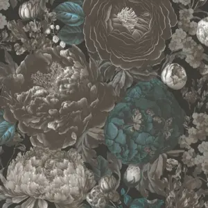 livingwalls Vinyltapete - 399792 - Schwarz Grau Floral