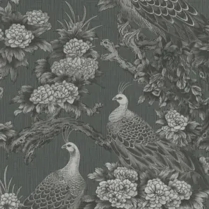 livingwalls Vinyltapete - 399821 - Grau Schwarz Floral